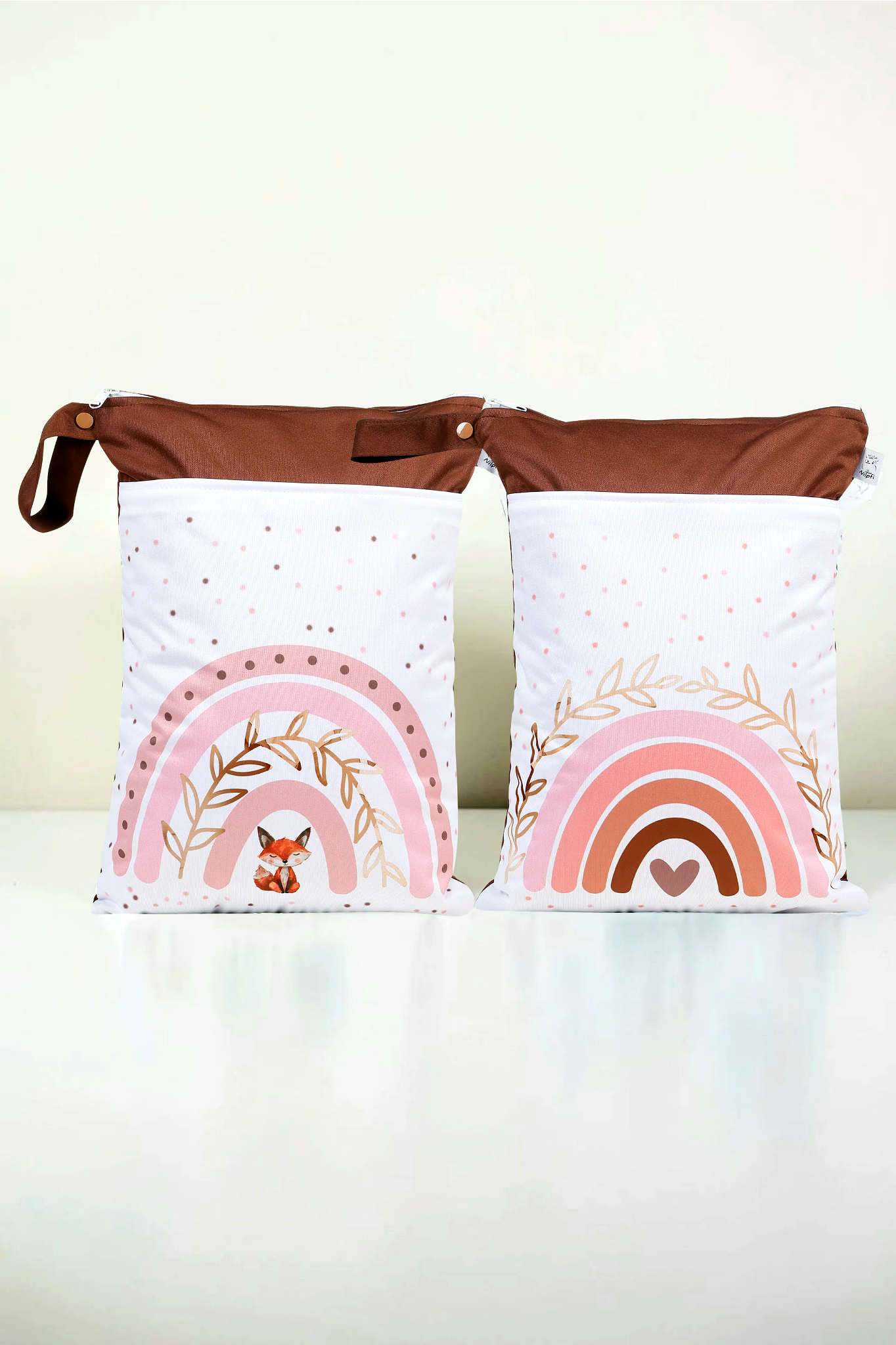 Wetbag Maxi 2er Set "Fuchs Love"-personalisierbare Nasstaschen für Kita & Kindergarten und Reisen