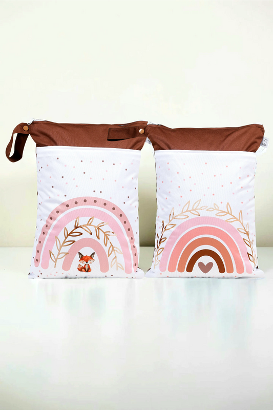 Wetbag Maxi 2er Set "Fuchs Love"-personalisierbare Nasstaschen für Kita & Kindergarten und Reisen