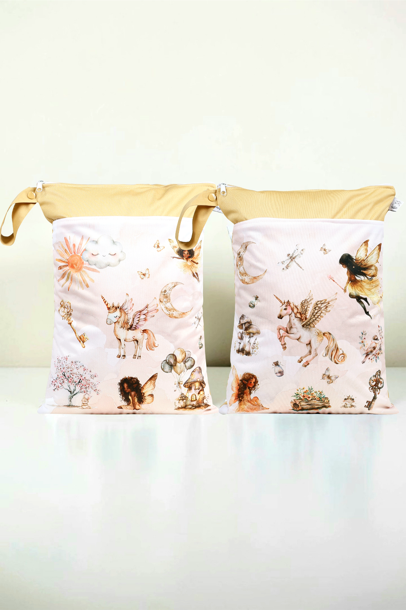 Wetbag Maxi 2er Set "Feenzauber"-personalisierbare Nasstaschen für Kita & Kindergarten und Reisen
