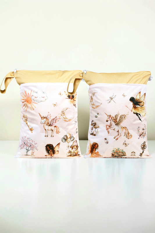 Wetbag Maxi 2er Set "Feenzauber"-personalisierbare Nasstaschen für Kita & Kindergarten und Reisen