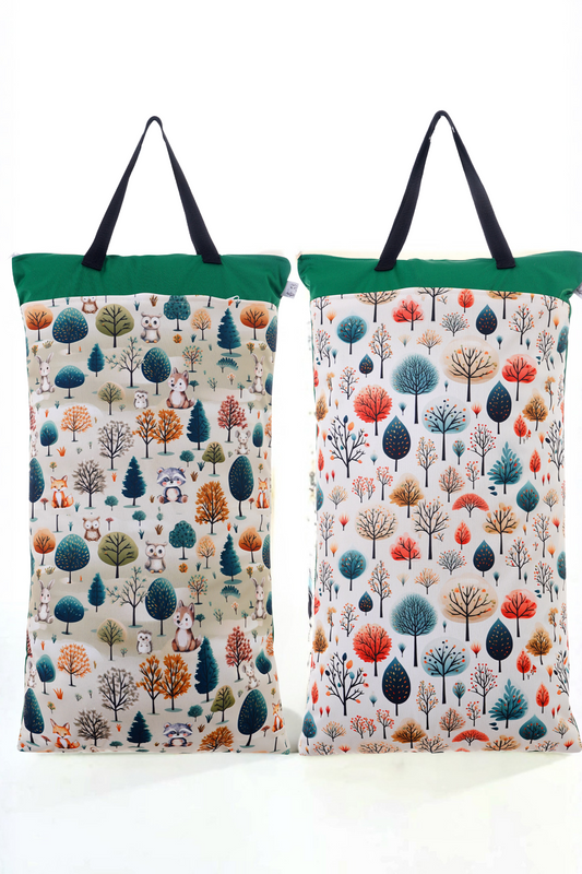 Nilpfi XXL Wetbag 2er Set "Waldbande"– große Nasstasche für Stoffwindeln, Schwimmen & Reisen