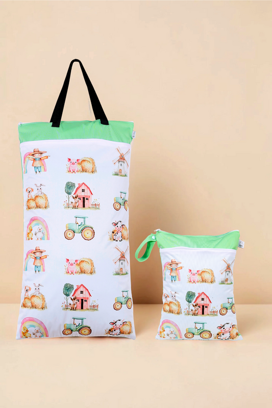 Nilpfi Wetbag Set Maxi & XXL "Bauernhof" – Nasstaschen für Kindergarten & Alltag