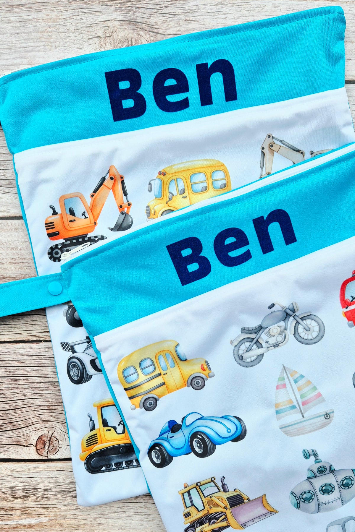 Wetbag Maxi 2er Set "Große Abenteuer"-personalisierbare Nasstaschen für Kita & Kindergarten und Reisen