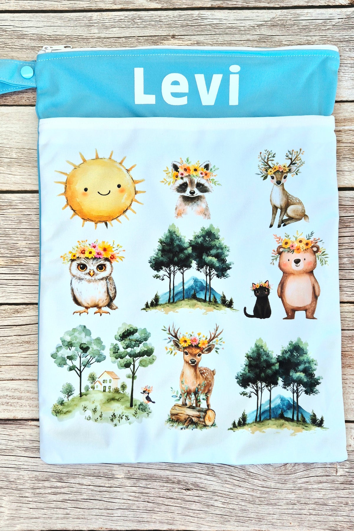 Wetbag Maxi "Sonnenschein"– personalisierbare Nasstasche für Kita & Kindergarten und Reisen