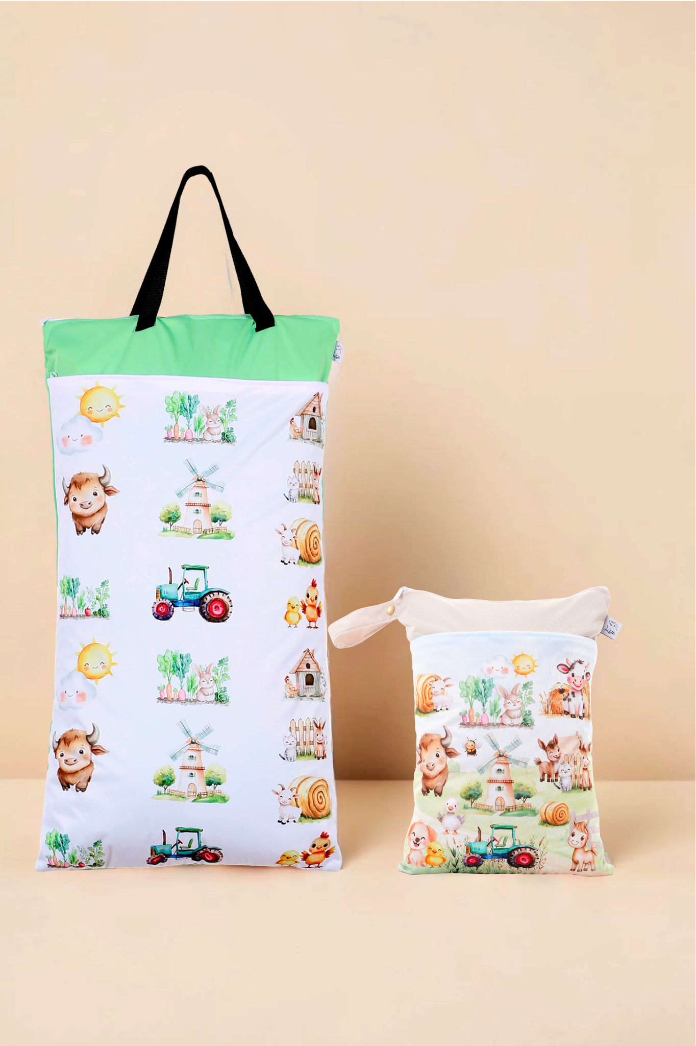 Nilpfi Maxi & XXL 2er Set "Abenteuer im Tiergarten" – Nasstaschen für Kita & Ausflüge