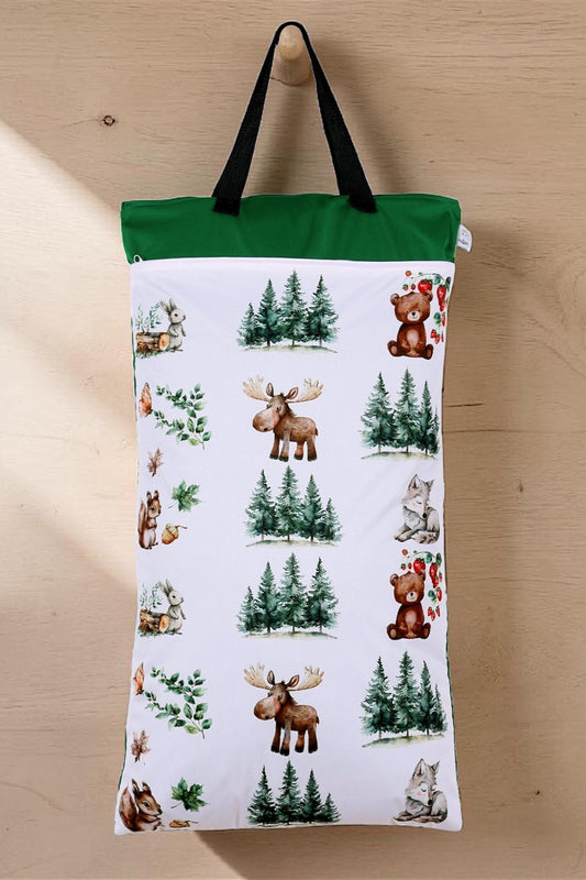 Nilpfi XXL Wetbag "Teddy im Wald"– große wasserdichte Nasstasche für Stoffwindeln & Schwimmen