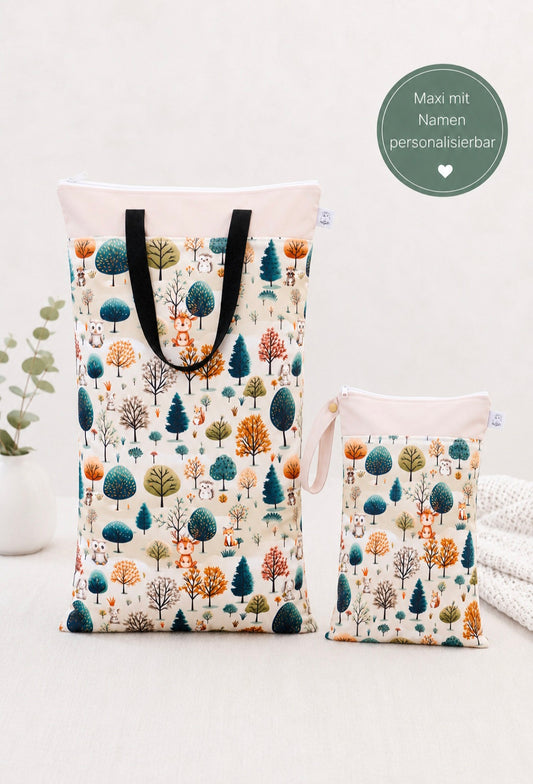 Nilpfi Maxi & XXL 2er Set "Abenteuer im Waldparadies" – Nasstaschen für Kita & Reisen