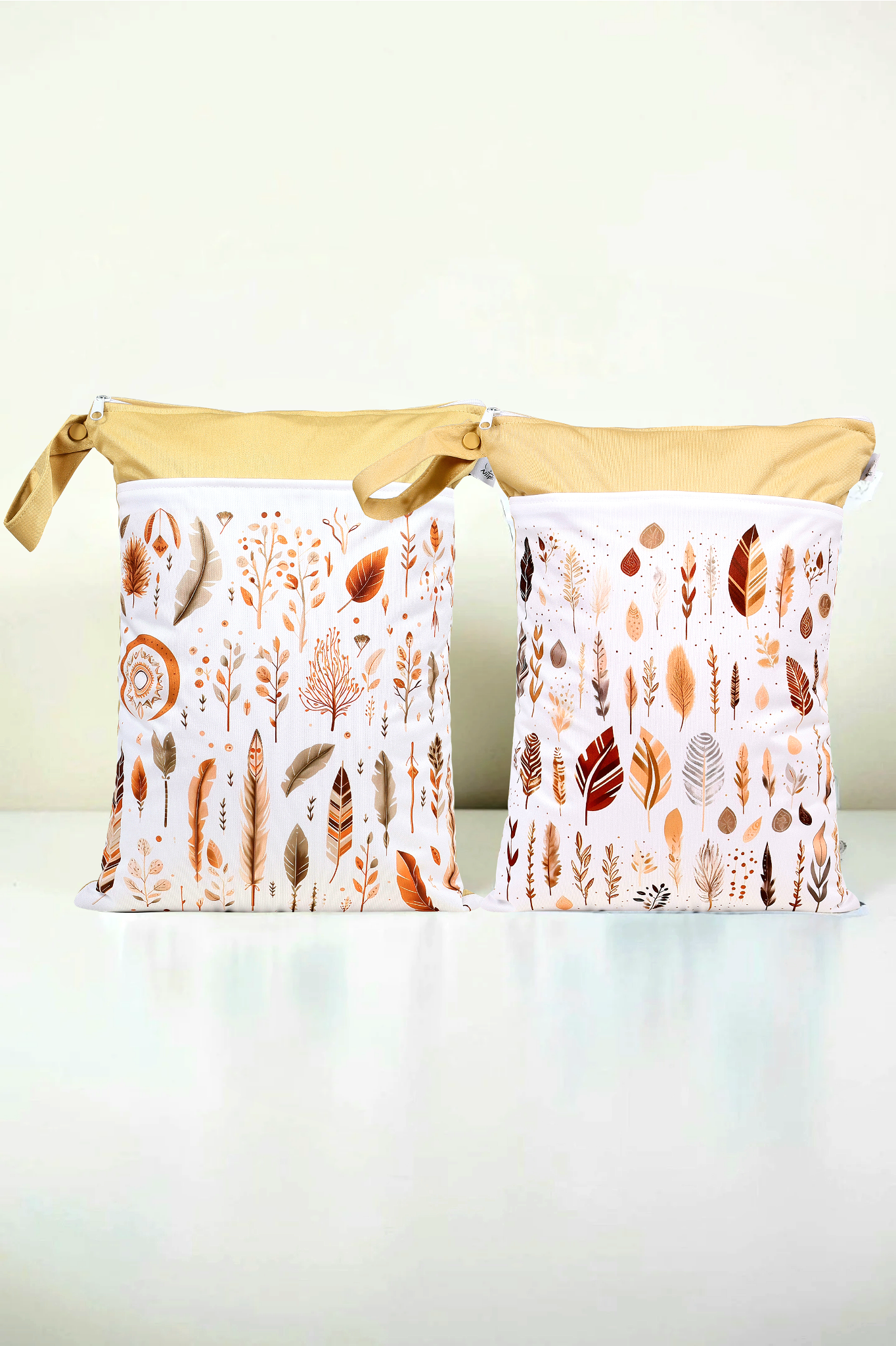 Wetbag Maxi 2er Set "Sonnenblatt"-personalisierbare Nasstaschen für Kita & Kindergarten und Reisen