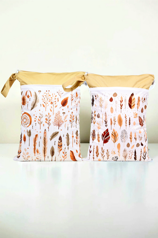 Wetbag Maxi 2er Set "Sonnenblatt"-personalisierbare Nasstaschen für Kita & Kindergarten und Reisen