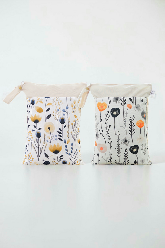 Wetbag Maxi 2er Set "Sonnenwiese"-personalisierbare Nasstaschen für Kita & Kindergarten und Reisen