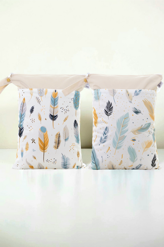 Wetbag Maxi 2er Set "Federleicht"-personalisierbare Nasstaschen für Kita & Kindergarten und Reisen