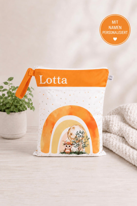 Wetbag "Eulenlicht"– personalisierbare Nasstasche für Kita & Kindergarten und Reisen