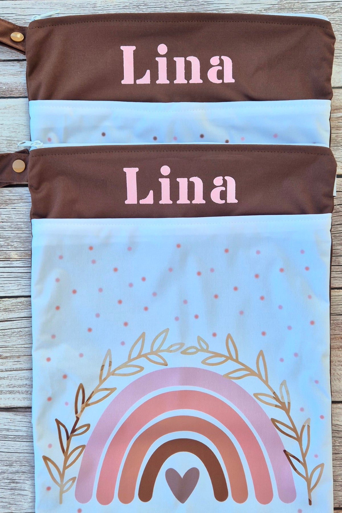 Wetbag Maxi 2er Set "Fuchs Love"-personalisierbare Nasstaschen für Kita & Kindergarten und Reisen