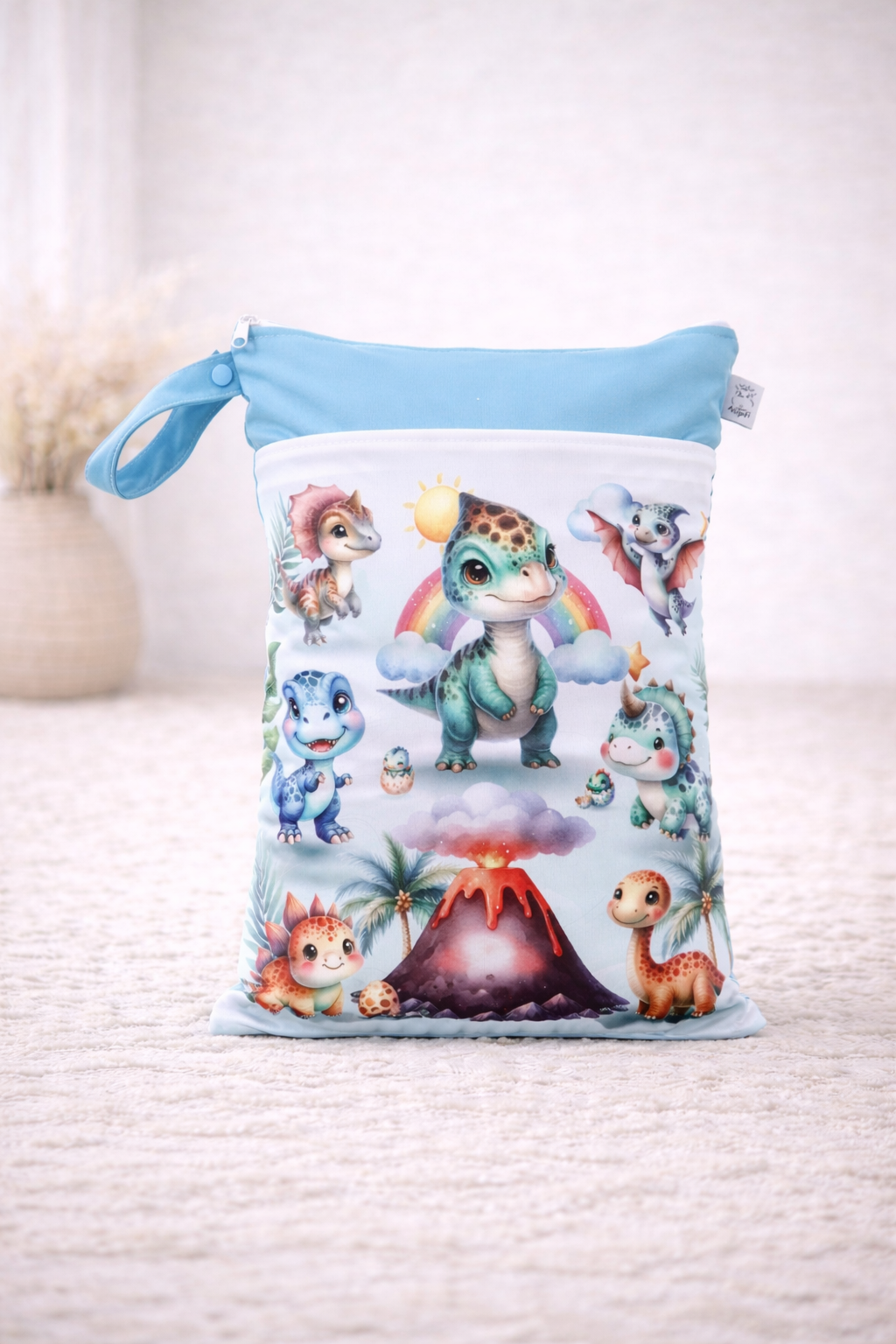Wetbag Maxi 2er Set "Dino Abenteuer"-personalisierbare Nasstaschen für Kita & Kindergarten und Reisen