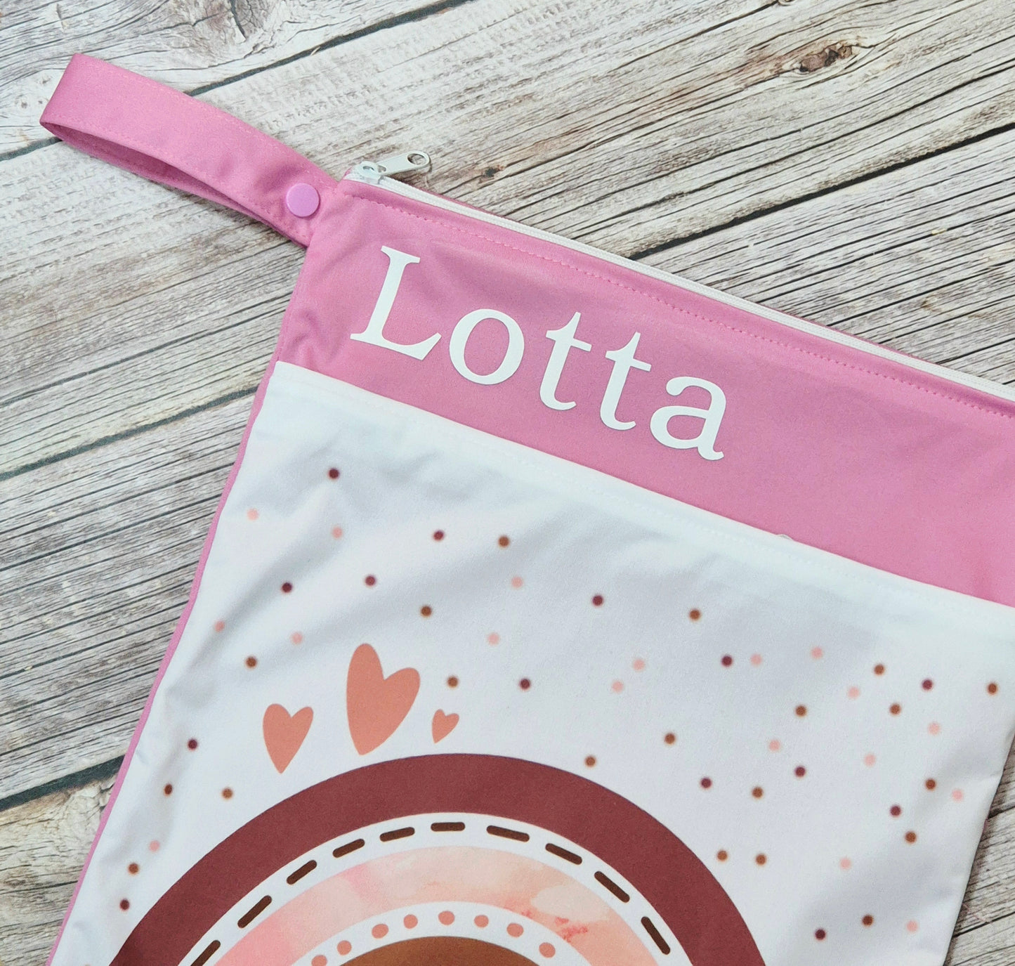 Wetbag Maxi 2er Set "Regenbogen Rosa"-personalisierbare Nasstaschen für Kita & Kindergarten und Reisen