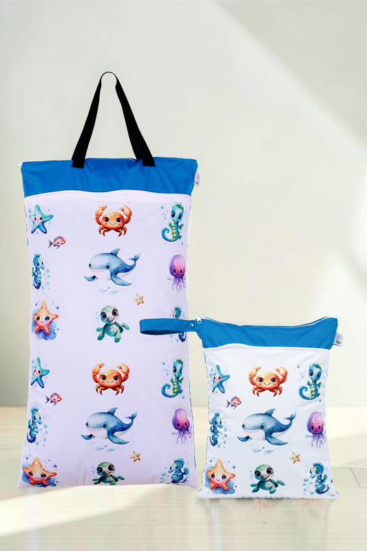Nilpfi Maxi & XXL 2er Set "Ozean" – Nasstaschen für Schwimmen & Urlaub