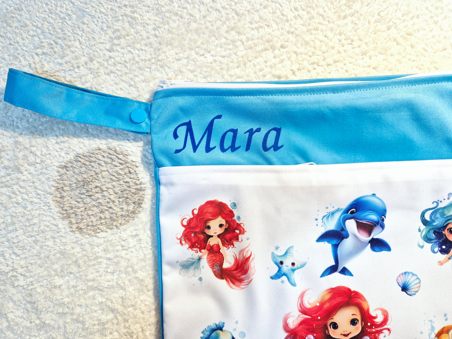 Wetbag Maxi "Meerjungfrau"– personalisierbare Nasstasche für Kita & Kindergarten und Reisen