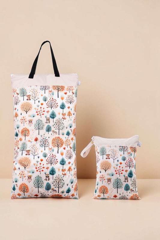 Nilpfi Wetbag Set Maxi & XXL "Abenteuer im Zauberwald" – Nasstaschen für Kita & Stoffwindeln