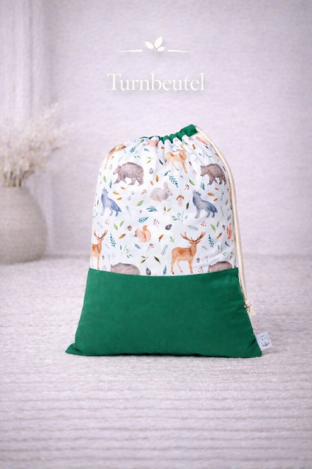 Nilpfi Turnbeutel 2er Set Wald – personalisiert für Kita & Kindergarten