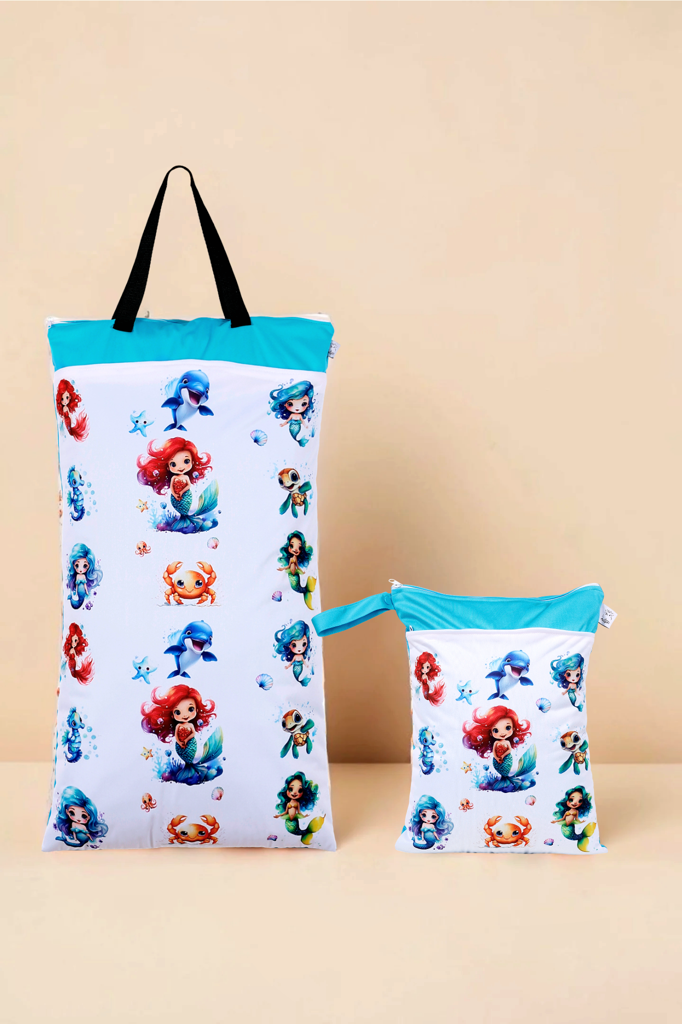 Nilpfi Maxi & XXL 2er Set "Meerjungfrau" – Nasstaschen für Schwimmbad & Urlaub