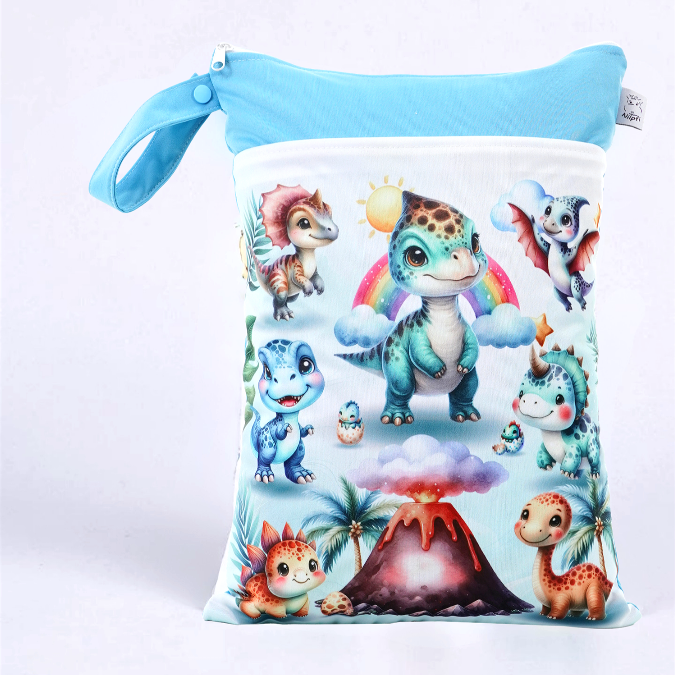 Wetbag Maxi 2er Set "Dino Abenteuer"-personalisierbare Nasstaschen für Kita & Kindergarten und Reisen
