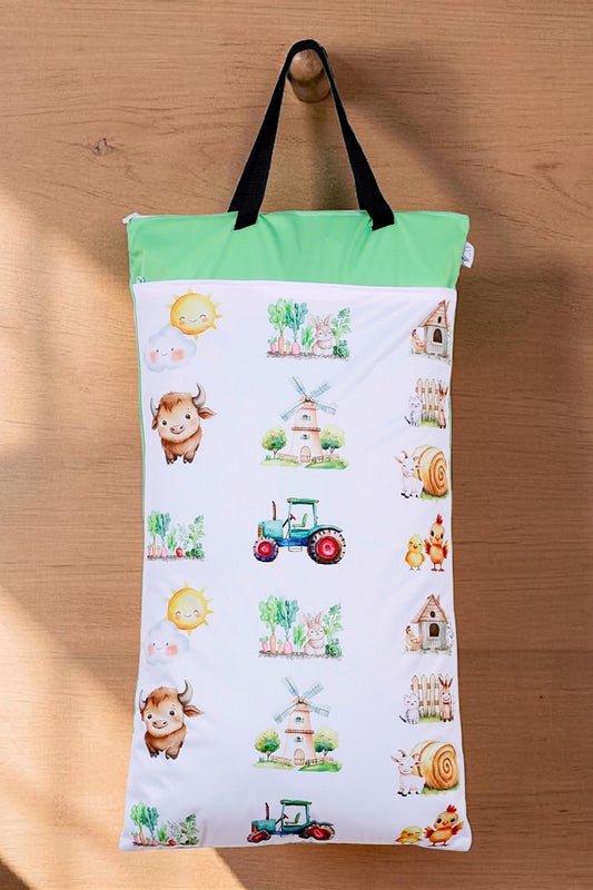 Nilpfi XXL Wetbag "Farm-2"– große wasserdichte Nasstasche für Stoffwindeln & Schwimmen