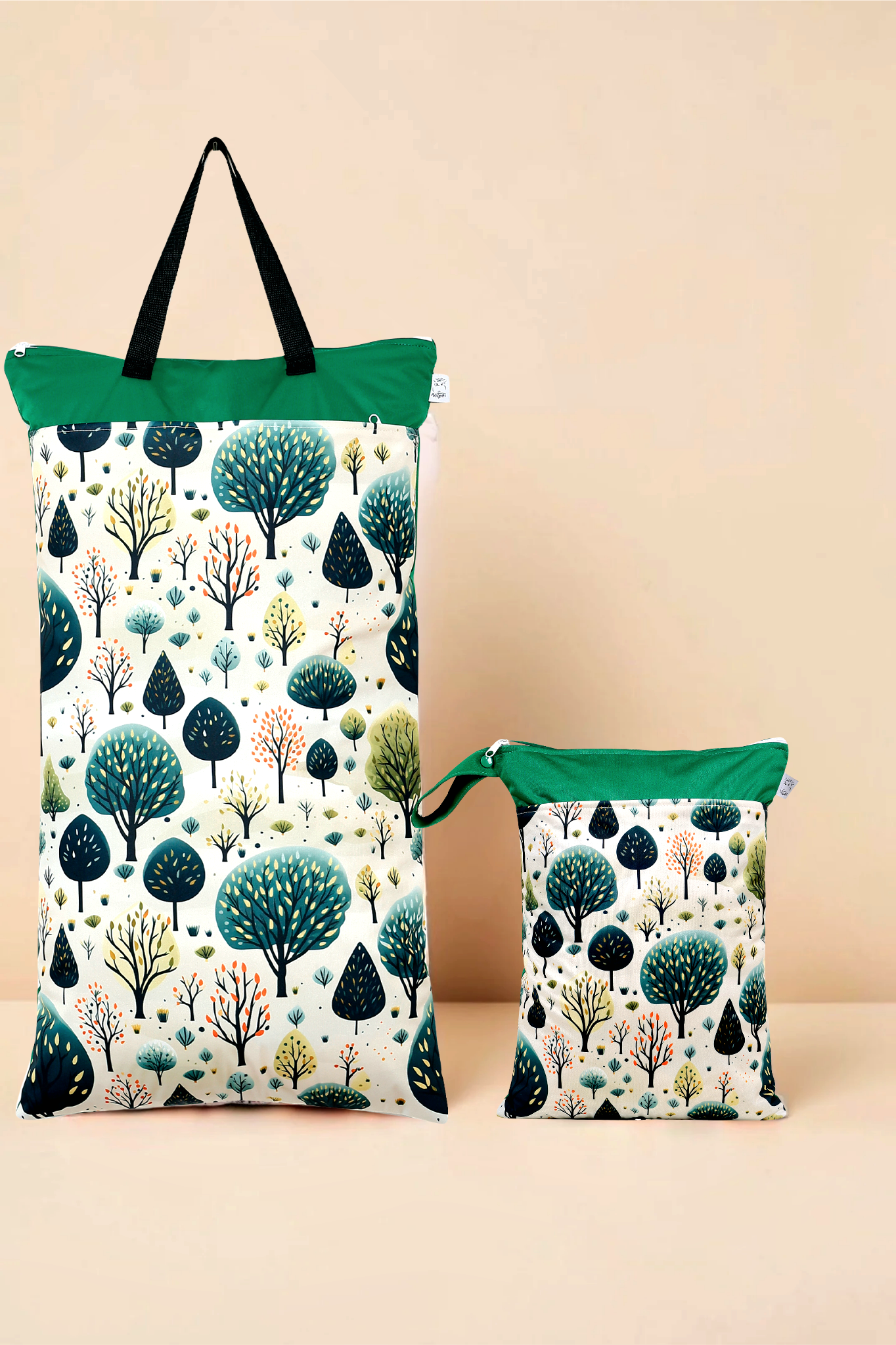 Nilpfi Maxi & XXL 2er Set "Waldgeflüster Set 2"– Nasstaschen für Alltag & Stoffwindeln