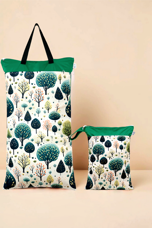 Nilpfi Maxi & XXL 2er Set "Waldgeflüster Set 2"– Nasstaschen für Alltag & Stoffwindeln