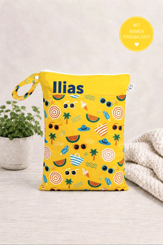 Wetbag Maxi "Sommer" – personalisierbare Nasstasche für Kita & Kindergarten und Reisen