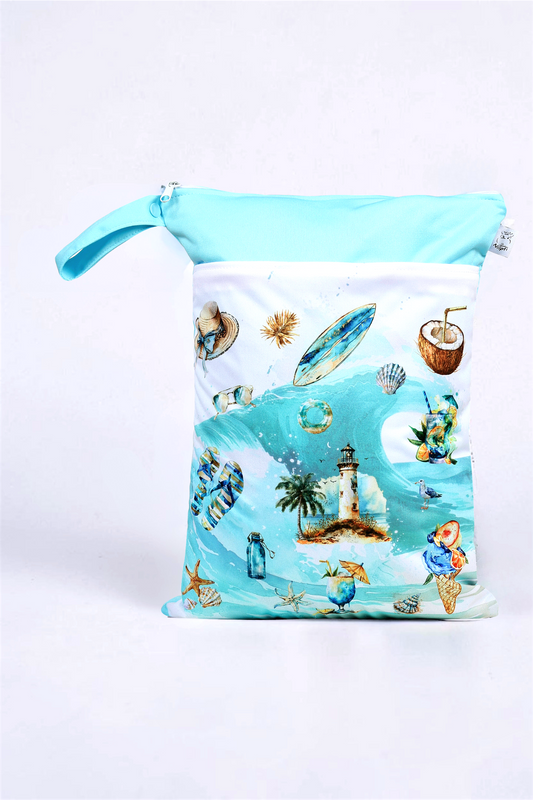 Wetbag "Tropical Island"– personalisierbare Nasstasche für Kita & Kindergarten und Reisen