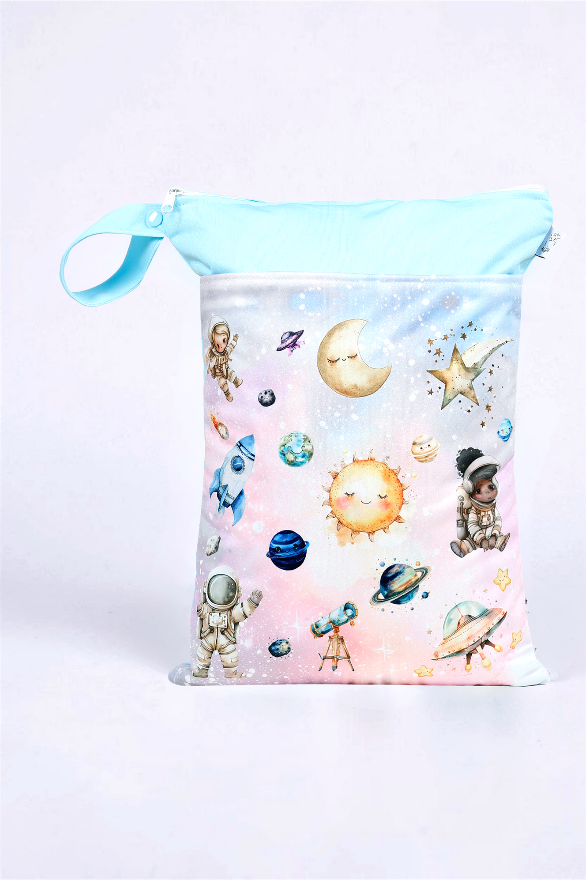 Wetbag "zauberhafte Planeten"– personalisierbare Nasstasche für Kita & Kindergarten und Reisen