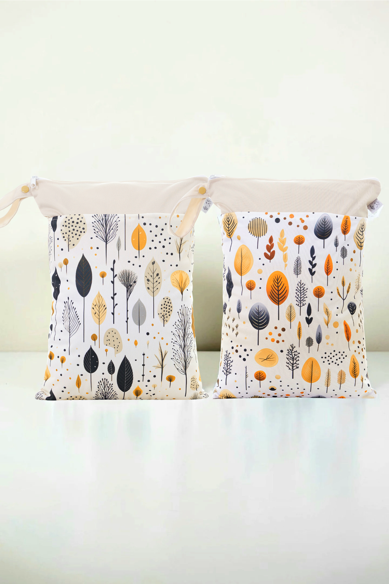 Wetbag Maxi 2er Set "Tupfenwald"-personalisierbare Nasstaschen für Kita & Kindergarten und Reisen