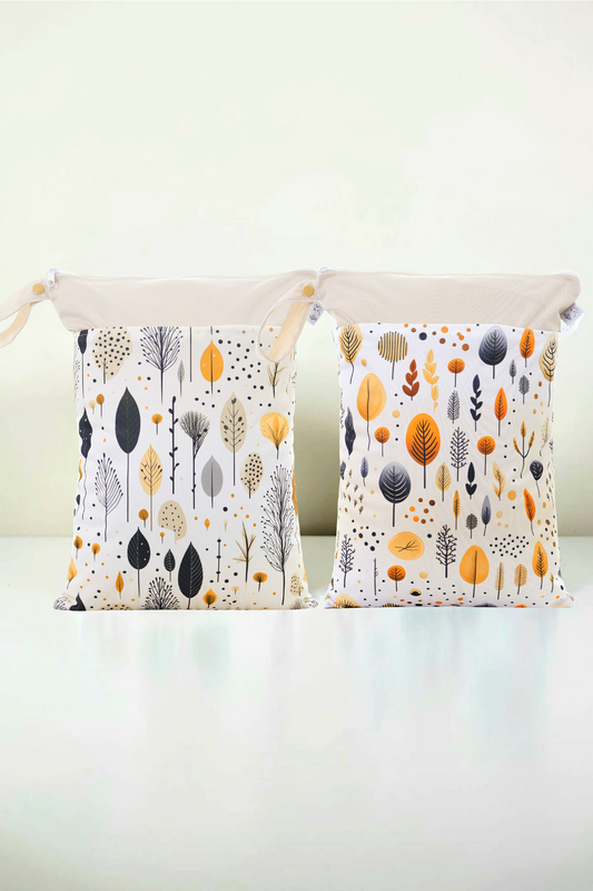 Wetbag Maxi 2er Set "Tupfenwald"-personalisierbare Nasstaschen für Kita & Kindergarten und Reisen