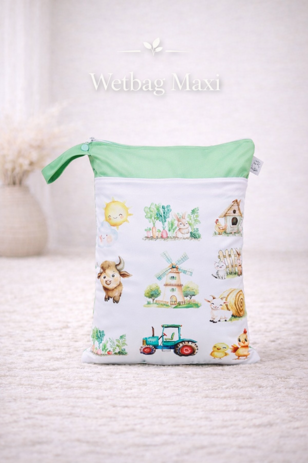 Wetbag Maxi "Bauernhof 2"– personalisierbare Nasstasche für Kita & Kindergarten und Reisen