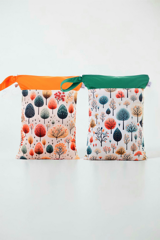 Wetbag Maxi 2er Set "Kupferwald "-personalisierbare Nasstaschen für Kita & Kindergarten und Reisen