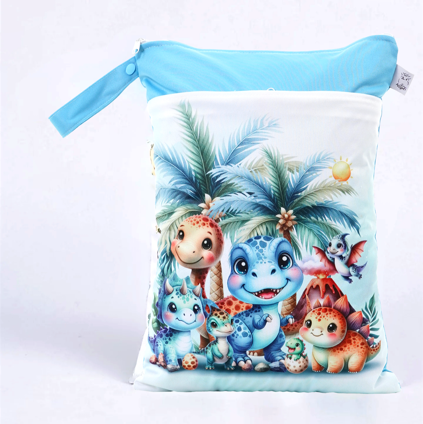 Wetbag Maxi 2er Set "Dino Abenteuer"-personalisierbare Nasstaschen für Kita & Kindergarten und Reisen