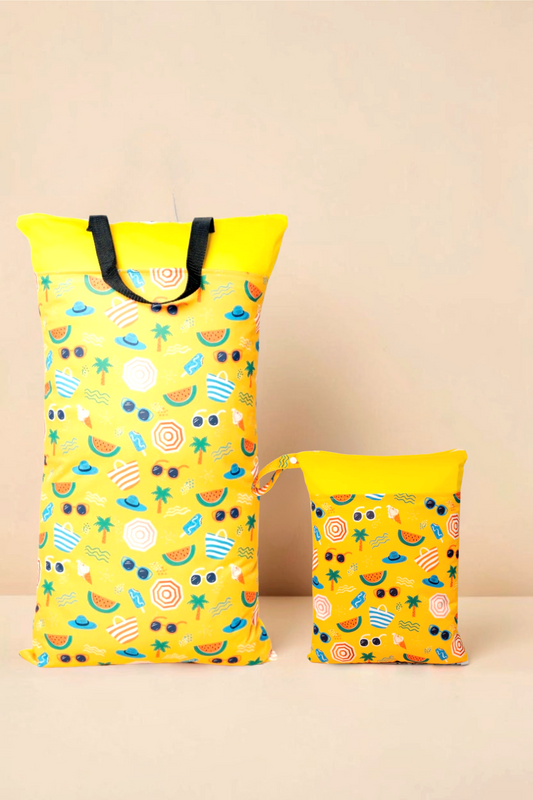 Nilpfi Wetbag Set Maxi & XXL "Sommer" – Nasstaschen für Kita, Schwimmen & Stoffwindeln