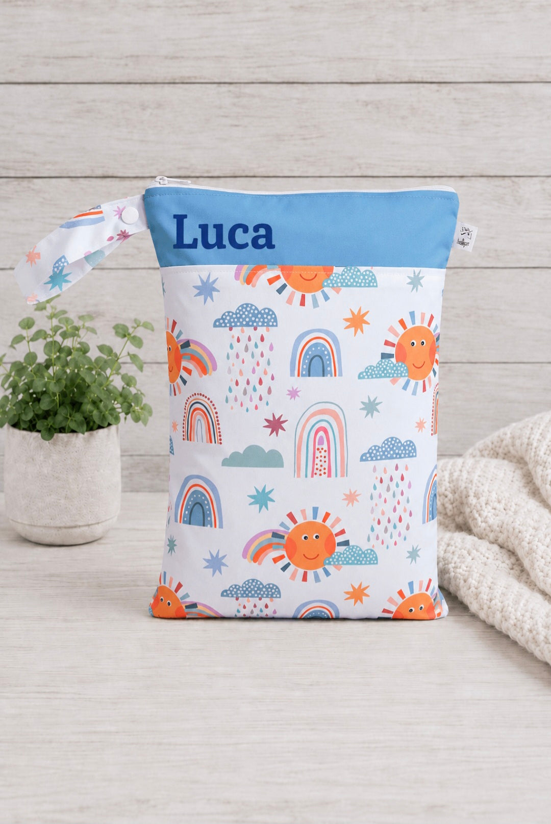 Wetbag Maxi "Sunny" – personalisierbare Nasstasche für Kita & Kindergarten und Reisen