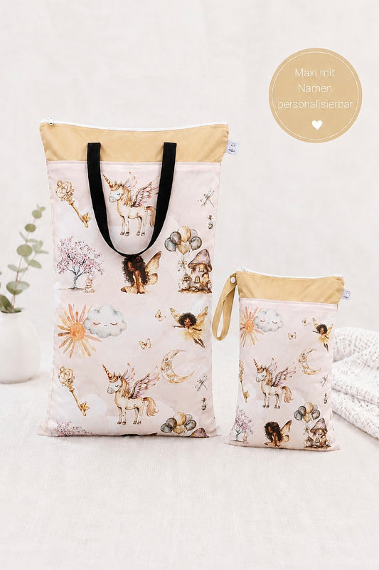 Nilpfi Maxi & XXL 2er Set "Einhorntraum Pastell" – Nasstaschen für Alltag & Wechselwäsche