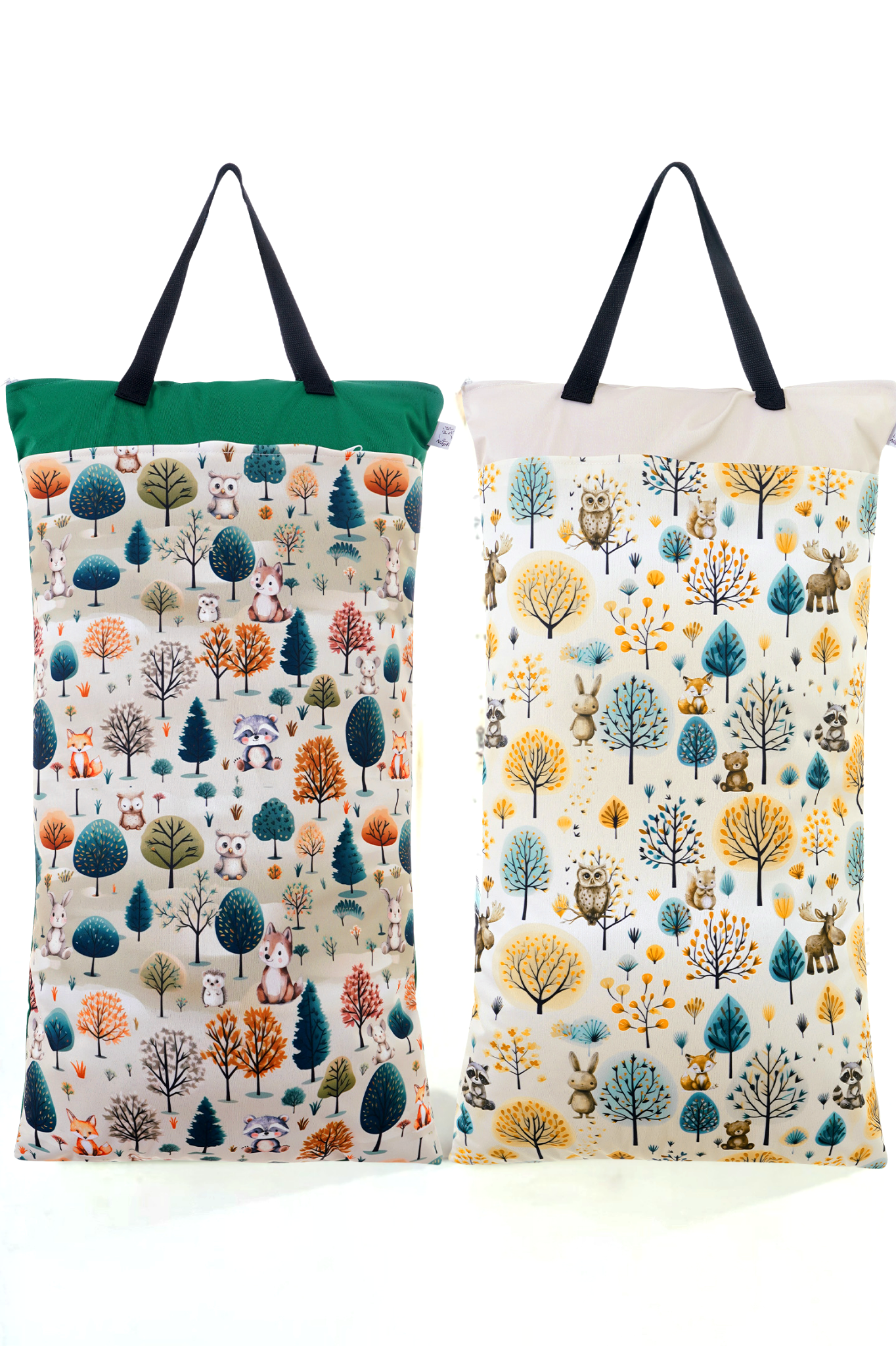 Wetbag XXL 2er Set "Waldfreunde" Nasstasche– große Nasstasche für Stoffwindeln, Schwimmen & Reisen
