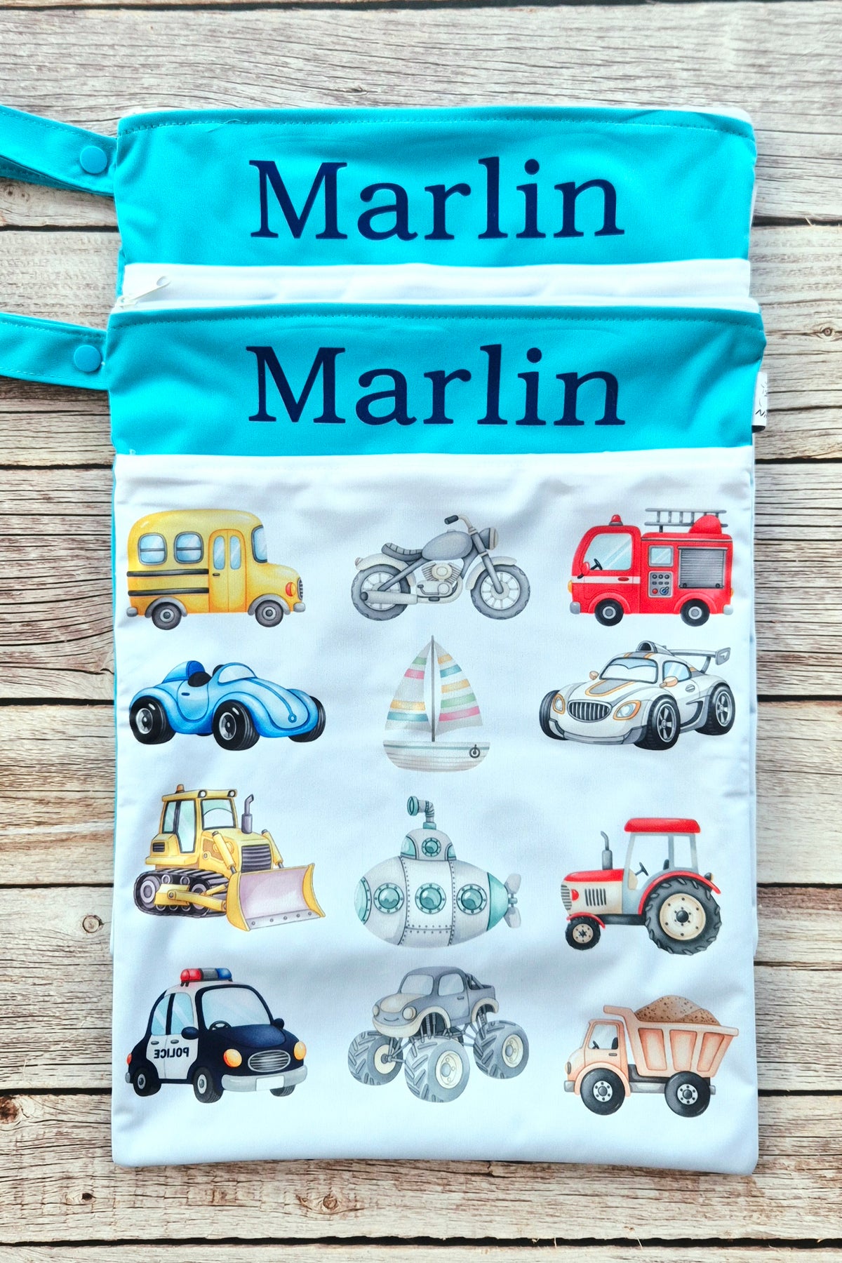 Wetbag Maxi 2er Set "Große Abenteuer"-personalisierbare Nasstaschen für Kita & Kindergarten und Reisen