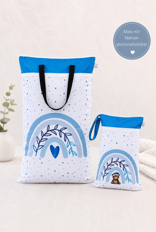 Nilpfi Maxi & XXL 2er Set "Teddy blau" – Nasstaschen für Kindergarten & Alltag