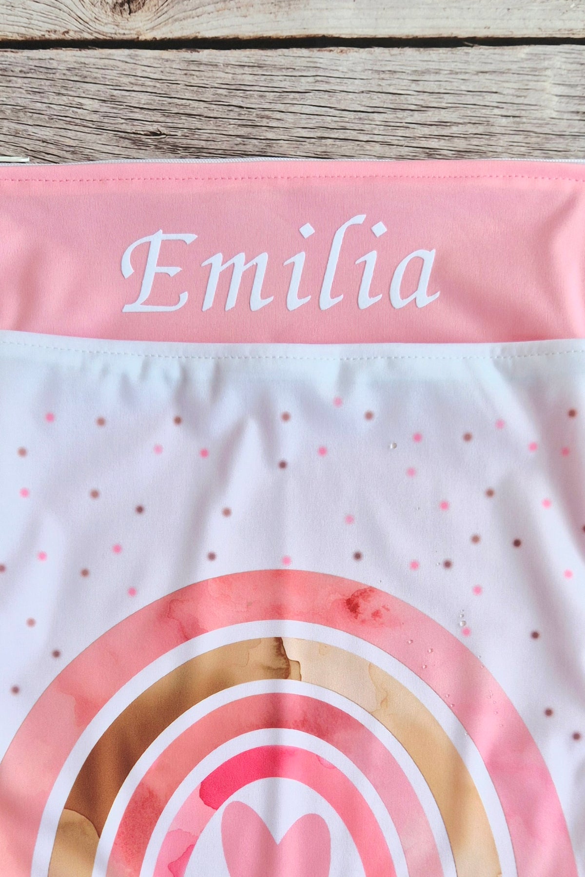 Wetbag "rosa Herz"– personalisierbare Nasstasche für Kita & Kindergarten und Reisen