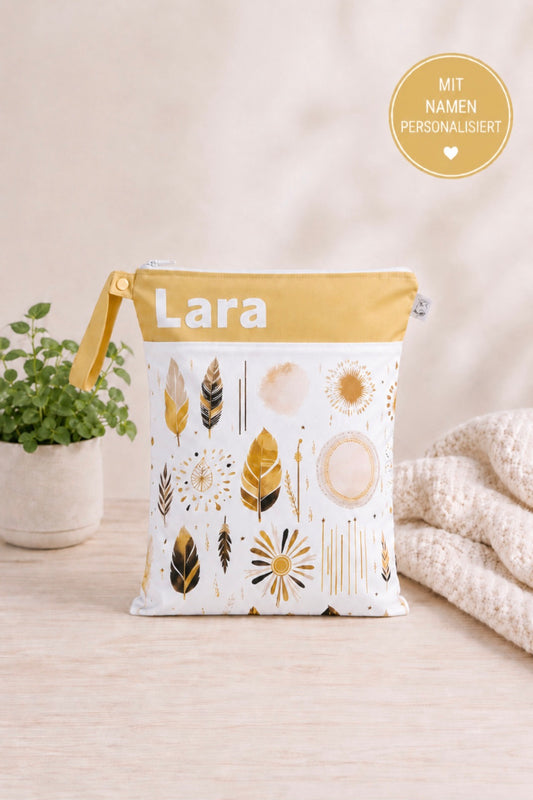 Wetbag "goldene Perle"– personalisierbare Nasstasche für Kita & Kindergarten und Reisen
