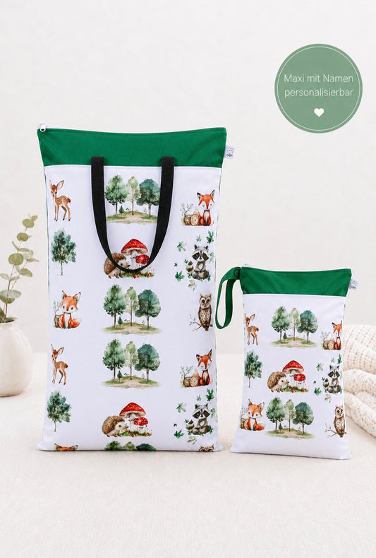 Nilpfi Maxi & XXL 2er Set "Fuchs im Wald"– Nasstaschen für Kita & Reisen