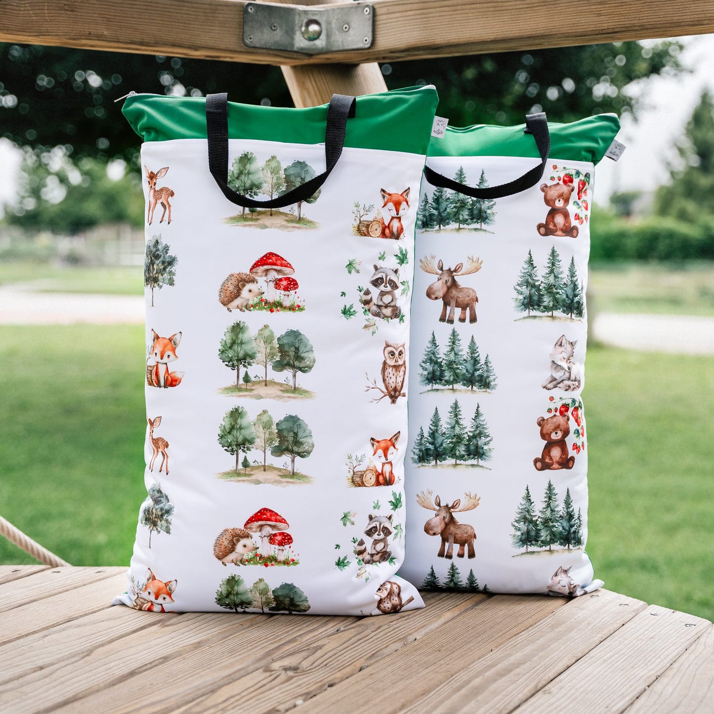 2er Set Wetbags XXL große wasserdichte Nasstaschen ideal für Kita Reisen Stoffwindeln und Babysachen