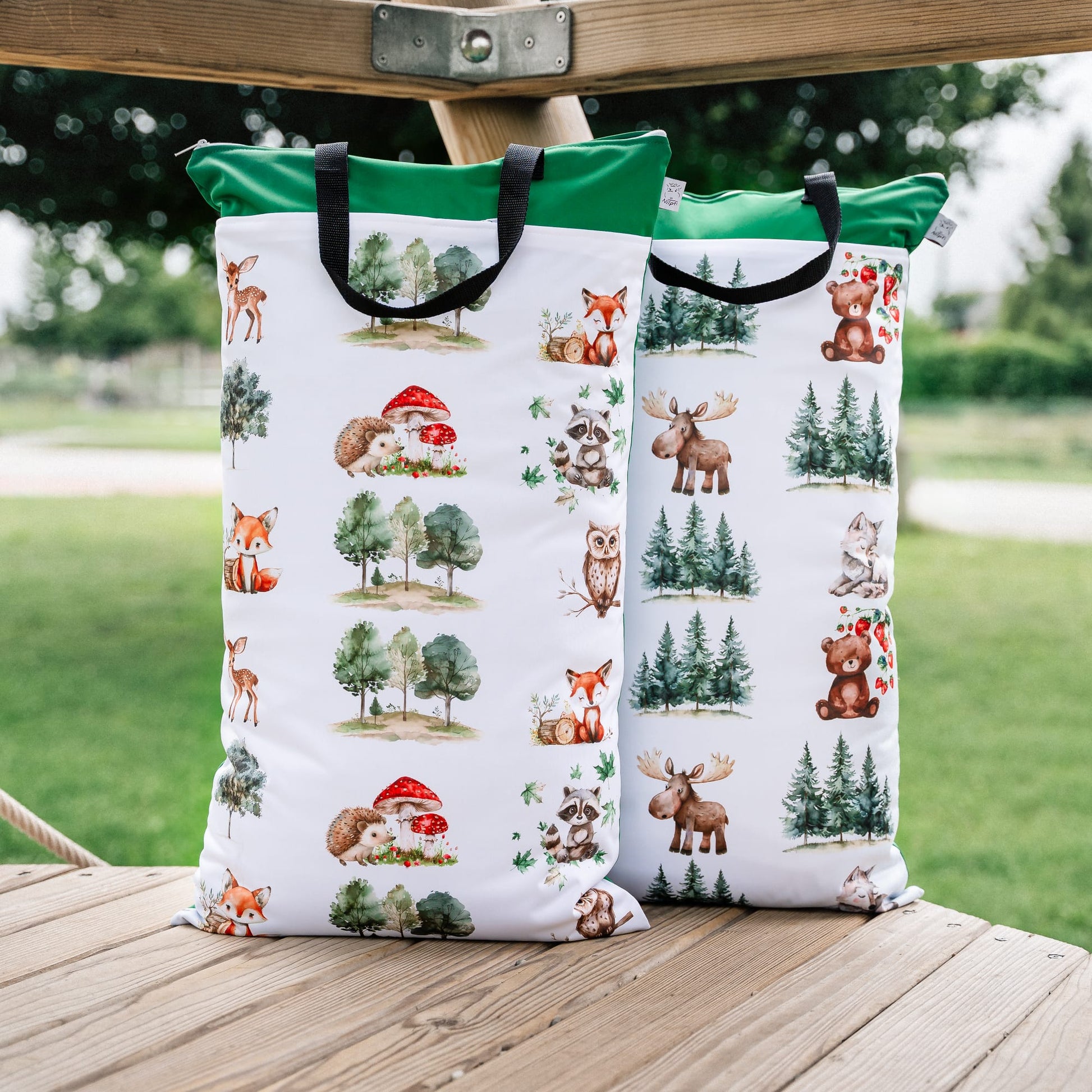 2er Set Wetbags XXL große wasserdichte Nasstaschen ideal für Kita Reisen Stoffwindeln und Babysachen