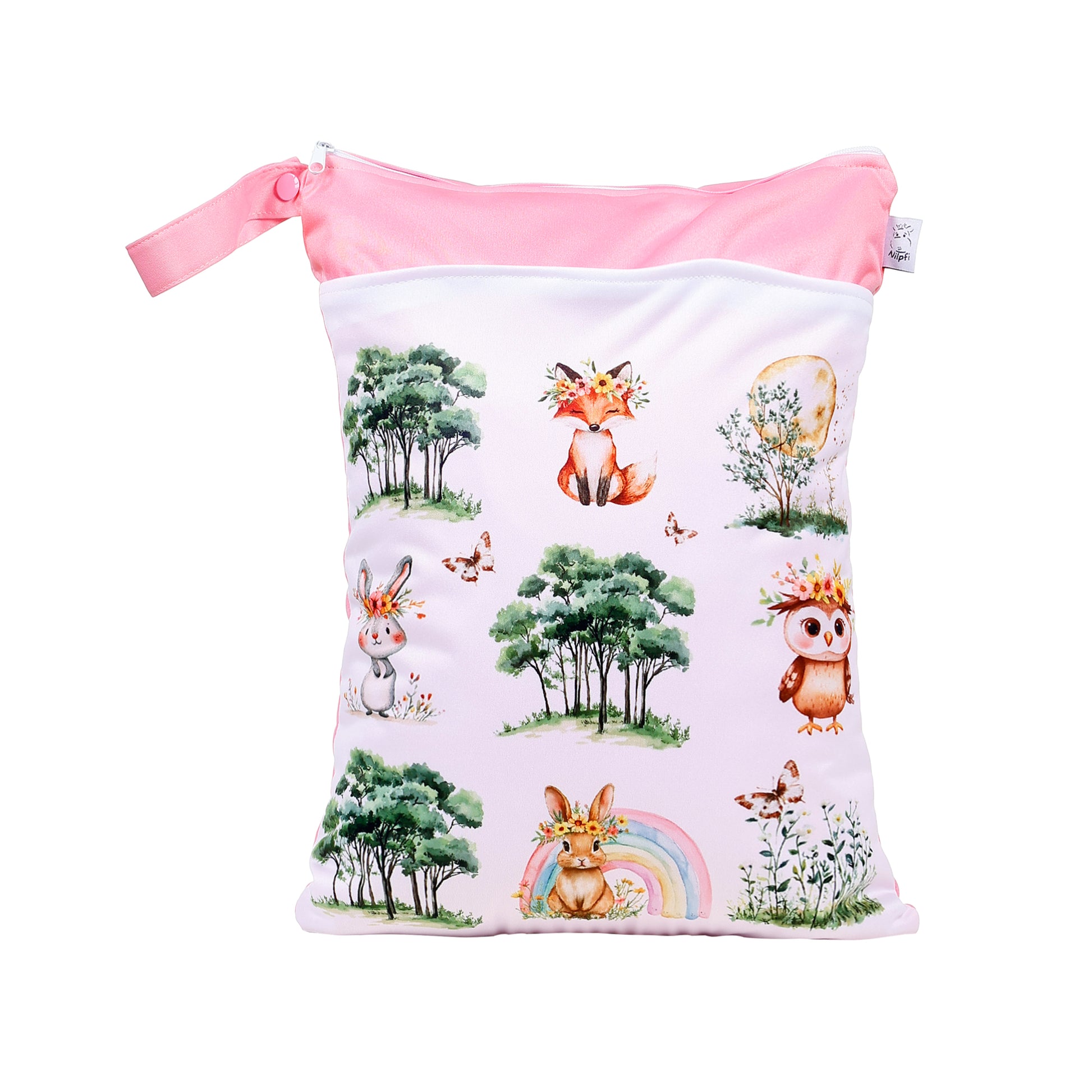 Wetbag Maxi für Baby Windeln und Kita wasserdichte Nasstasche mit Waldtiere Motiv praktisch für unterwegs
