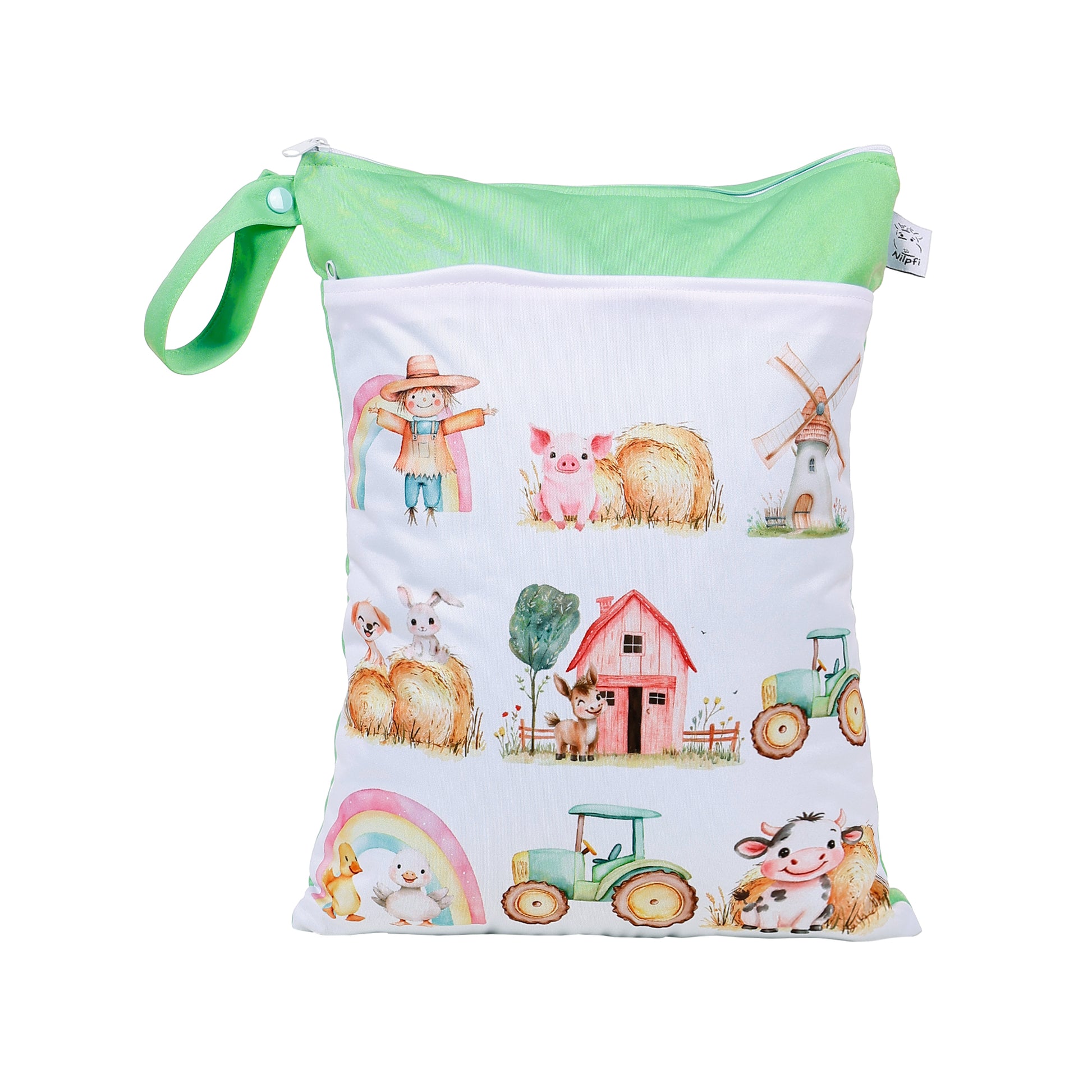 Personalisierte Wetbag mit Namen für Baby Geschenk süßes Bauernhof Tier Design XXL und Maxi Set