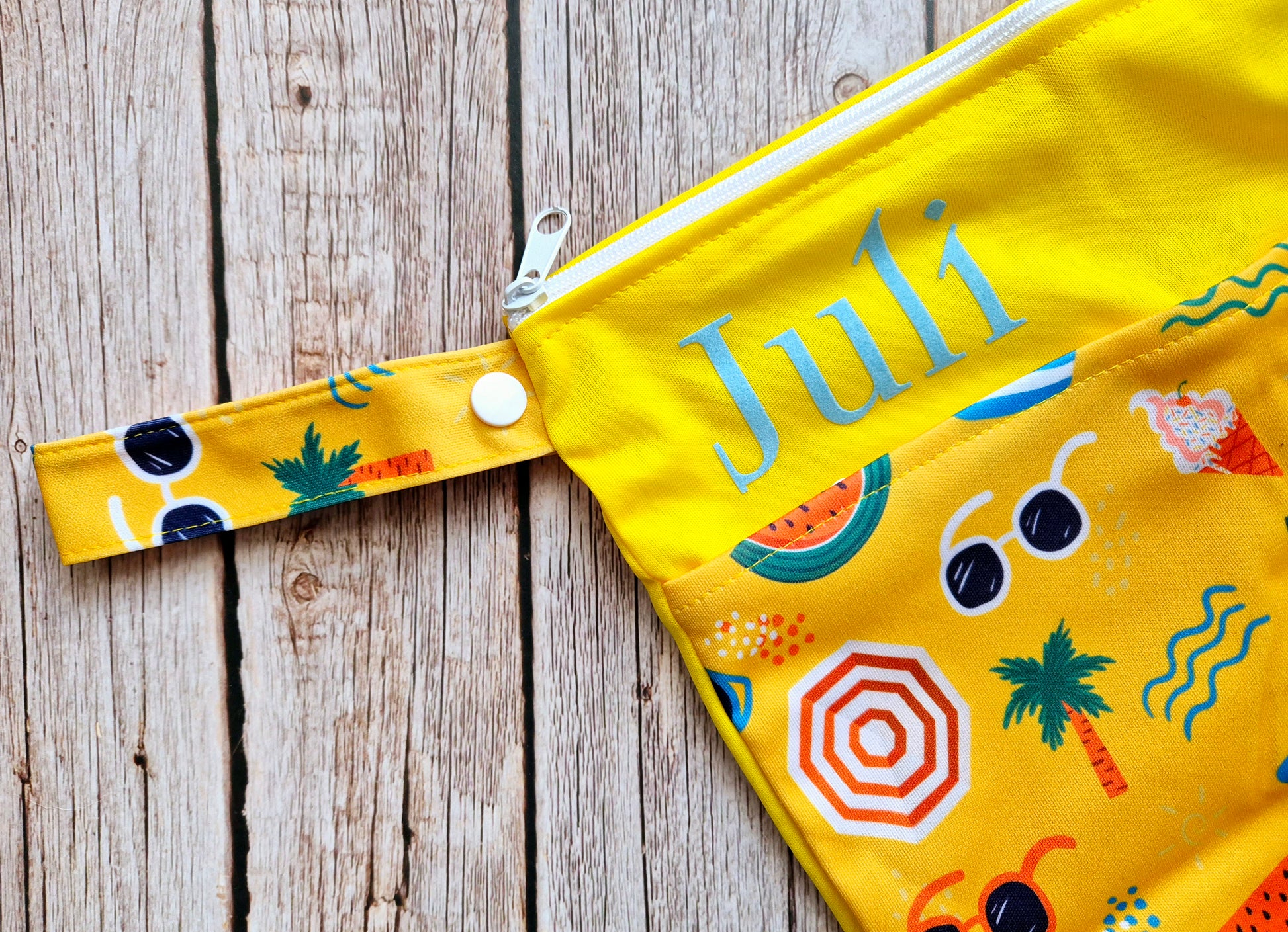 Personalisierte Wetbag mit Namen individuelles Baby Geschenk praktisch und süß mit Eismotiv